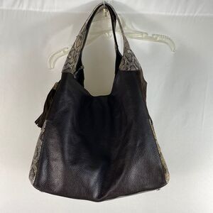 Claudia Firenze chocolate brown suede and leather hobo bag